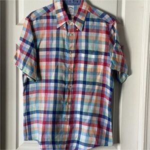 Brooks Brothers Multicolor Plaid Short Sleeve Button-Down Shirt